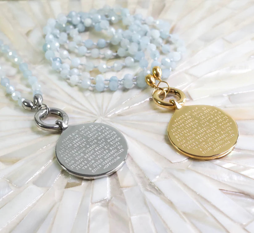 Aquamarin Edelsteinkette "ACHTE GUT"