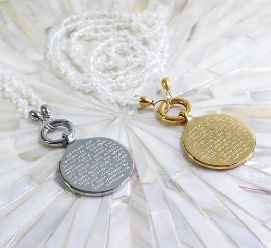 Bergkristall Edelsteinkette "ACHTE GUT"