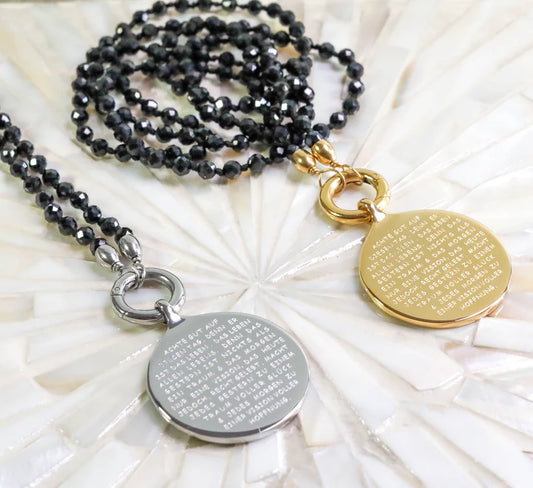 Spinell Edelsteinkette "ACHTE GUT"