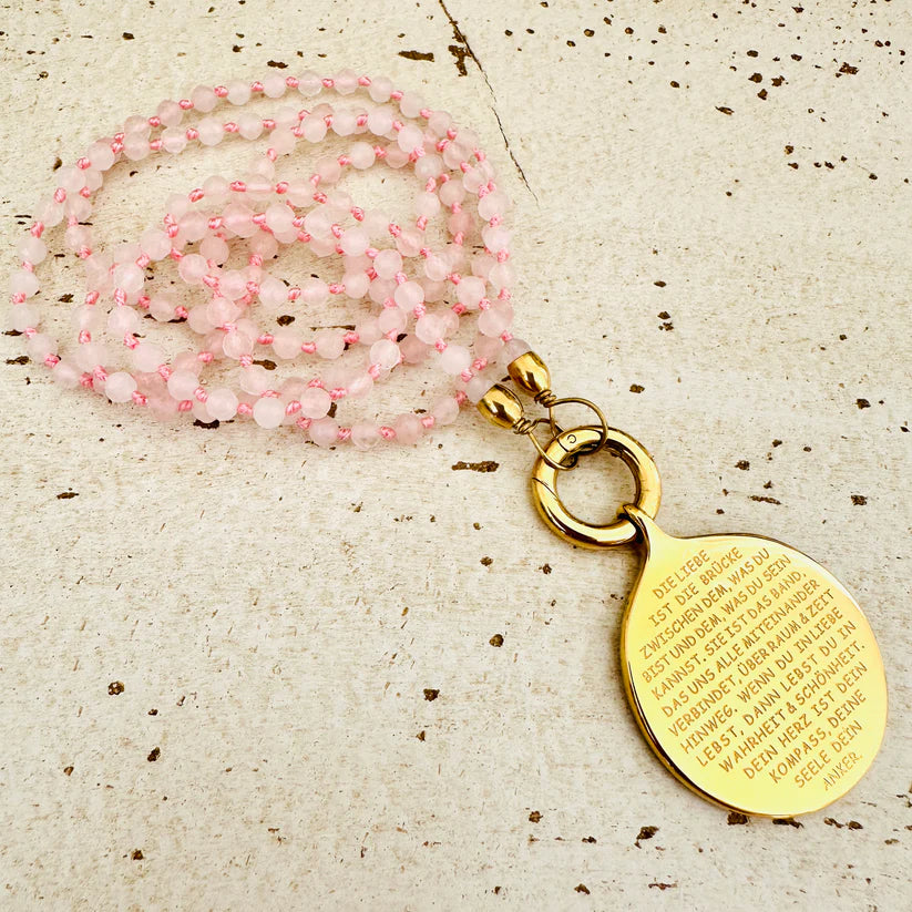Rosenquarz Edelsteinkette "DIE LIEBE IST"