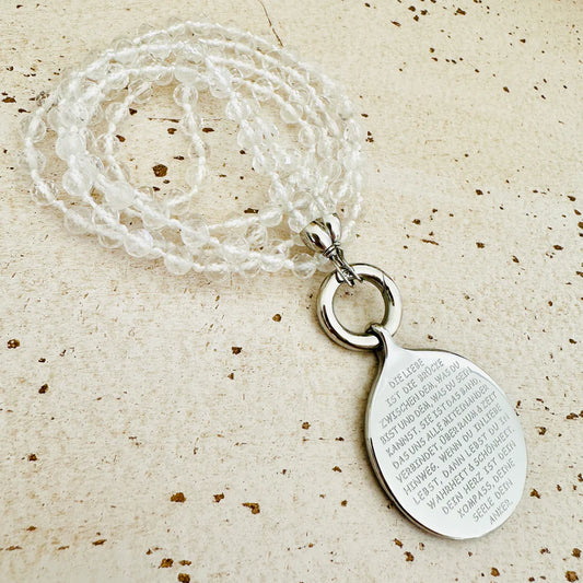 Bergkristall Edelsteinkette "DIE LIEBE IST"