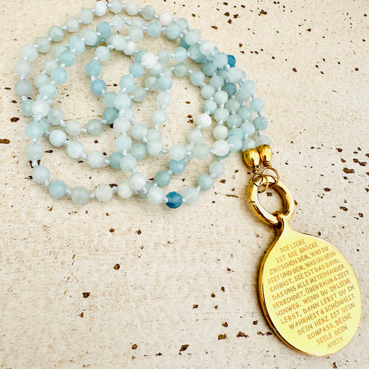 Aquamarin Edelsteinkette "DIE LIEBE IST"