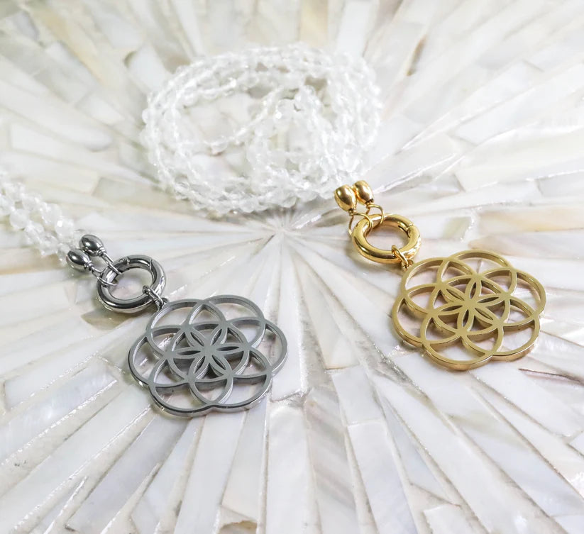 Bergkristall Edelsteinkette "SEED OF LIFE"