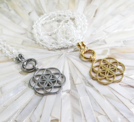 Bergkristall Edelsteinkette "SEED OF LIFE"