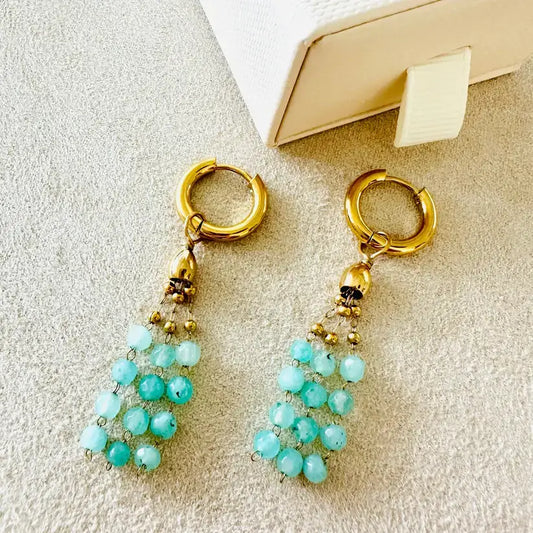 Hoop - Ohrringe mit Chalcedon Türkis Charm