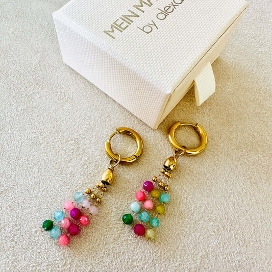 Hoop - Ohrringe mit buntem Chalcedon Charm