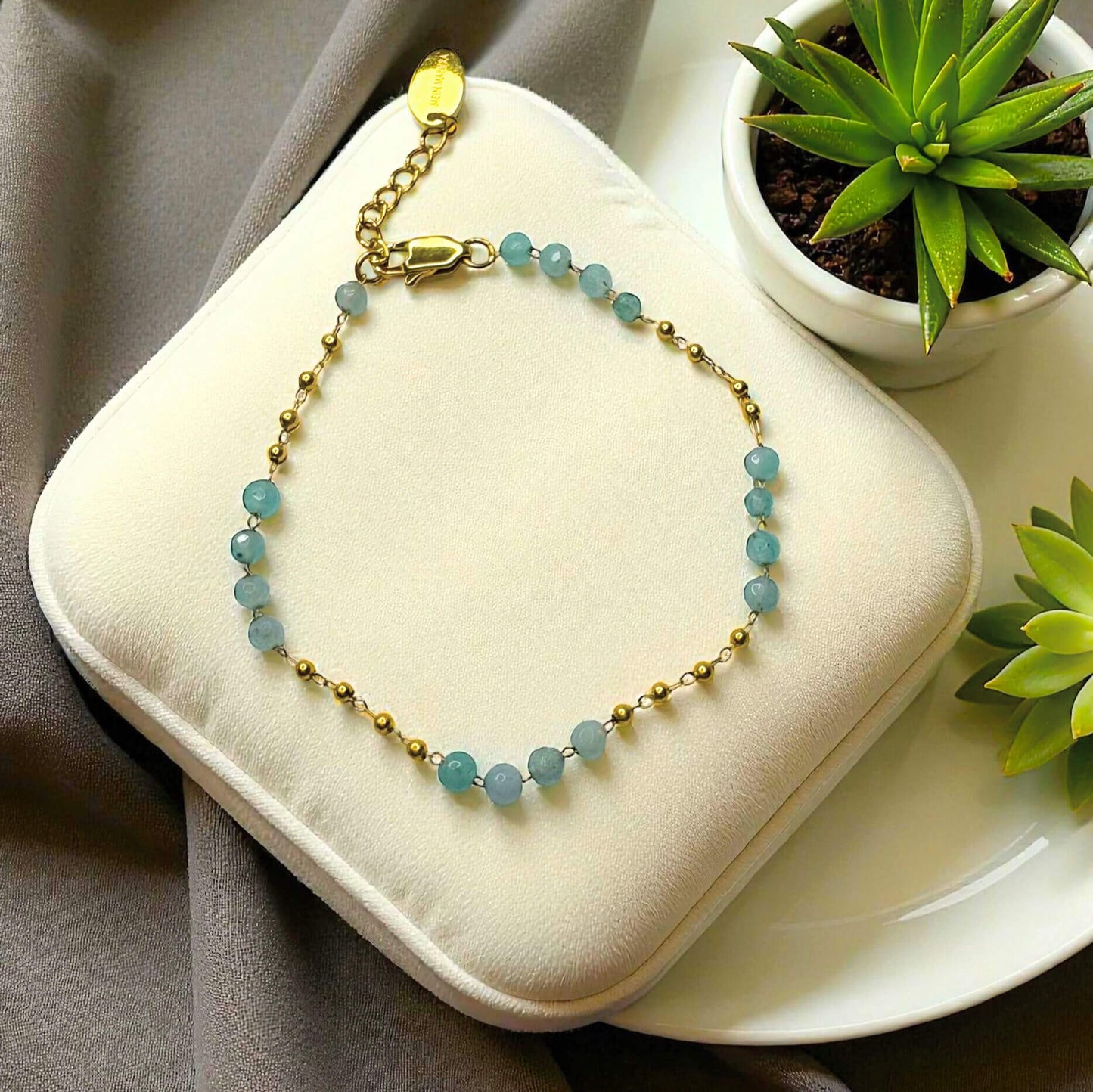 Edelsteinarmkette Chalcedon- Türkis